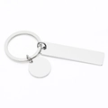 Polished silver stainless steel keychain with rectangular and round DIY tags - Bar + Round Tag / Steel