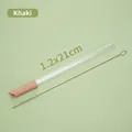 Reusable 1.2cm Tritan telescopic straw set in khaki pink with metal cleaning brush - 1.2x21cm / Khaki