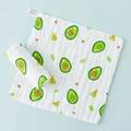 6-layer cotton baby washcloth with avocado and watermelon print and 100% cotton tag - Avocado