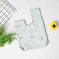 Light blue floral cotton linen wrist bag with white daisies and Japanese style design - Narcissus