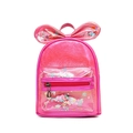 Pink sequin mini backpack for girls with a glitter bow and transparent ocean pocket - Rose Red