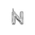 Puffy bubble letter N pendant in polished stainless steel with 3D metallic finish - Silver Letter N