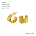 Detail van 18k vergulde roestvrijstalen C-oorbellen met gelaagde ketting en kristallen - Kettingstijl Ingelegd met Edelstenen (ZE1054G)