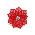 Elegant red flower napkin ring with hollow mesh metal petals and sparkling rhinestone - Style 13-Red Hollow Mesh Flower