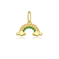 S925 sterling silver rainbow cloud pendant with green gems and white zircons - 18K Gold-Rainbow
