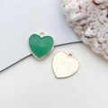 Pendentif cœur en émail vert avec finition dorée brossée pour bijoux DIY et porte-clés - Forme de Cœur Pêche (17533)