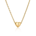 Golden stainless steel heart pendant necklace featuring an engraved letter T - Heart Initial T Style (T)