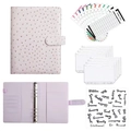 Light purple ostrich texture A6 binder set with colorful budget sheets and zipper bags - A5 Purple (Luxury Set)