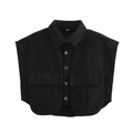 Détail de gilet en denim noir avec deux poches à rabat et fermeture à boutons métal - Noir