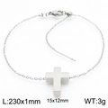 Adjustable silver stainless steel cross bracelet with slider clasp and polished finish - Steel Bracelet (KB190590-Z)