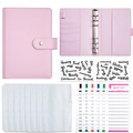 Pink A6 PU leather budget binder set with zipper envelopes and budget sheets - Standard Set-Pink
