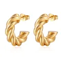 Orecchini a cerchio a corda intrecciata in acciaio inossidabile placcato oro 18K - Cerchio Intrecciato (MS-132) / Oro (MS-132)