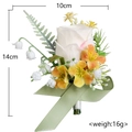 White silk rose boutonniere with orange flowers and green leaves for weddings - Champagne and Orange Rose Boutonniere