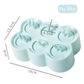 Himmelblaue Mini-Eisform aus Silikon mit sechs Zeichentrick-Fußgriffen für Kinder - Rechteck Tierstil - Blau