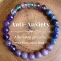 Bohemian natural semi-precious stone beaded bracelet with amethyst and fluorite stones - Amethyst Fluorite Anti-Anxiety