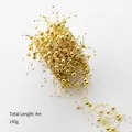 Golden Christmas beaded chain garland 4m roll for DIY tree decoration and scene layout - Gold Star Dust Bead Chain 4m