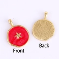 Golden pendant with red enamel star detail showing both front and back views - Pentagram / Rose Red