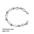 Detail view of 8mm stainless steel link chain bracelet with lobster clasp closure - Style 10-8mm Knot Chain