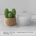 3D succulent silicone mold with cactus finished product and exact size dimensions - Small Flower Pot Mold H-0923