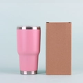 Insulated 30oz stainless steel tumbler in matte pink finish with original cardboard box - Pink