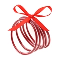 Set di cinque braccialetti rigidi con glitter rossi e un fiocco decorativo in nastro - Set di braccialetti glitter rosso con fiocco (30031)