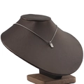 Detailed view of a silver stainless steel rectangular pendant on a sleek bead chain - Silver Color (1 Pendant)