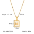 18K gold plated stainless steel necklace with white shell M letter square pendant - Letter M (HC-N40052-M)