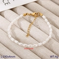 Pulsera de perlas hecha a mano con cuentas de vidrio de 4 mm y cierre dorado - Estilo Dorado de 4 mm Sin Colgante (KB207006-Z)