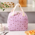 Lavendelfarbene Cord-Lunchtasche mit Blumenmuster, breiten Griffen und Reißverschluss - Lila kleine Blume