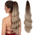 Pferdeschwanz-Haarteil mit Krallenklammer und braun-blondem Farbverlauf in Wellenform - 8TT16 (Ombre Braun Zu Blond)