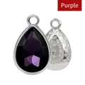 Violet pear-shaped water drop gemstone pendant with silver alloy floral engraved base - Dark Purple