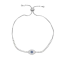 Silbernes Evil Eye Armband mit blauen Kristallen und verstellbarer Zugkette - Stil A-Silber Pave Böser Blick / Silber