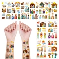 Cartoon Christmas Nativity scene temporary tattoo stickers set for kids festive parties - Nativity Theme E121-130 Series
