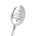 Edelstahl-Kaffeelöffel mit Gravur Good morning Handsome und kleinem Sonnenmotiv - Guten Morgen Schöner (Sonne)