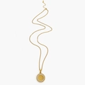 Detail der 18K Goldmünzen-Halskette mit mikroverzinkten Zirkonia-Kristallen - 70cm / Gold