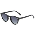 Occhiali da sole vintage neri rotondi con lenti grigie polarizzate e borchie d'argento - Nero / Lenti Grigio Sfumato
