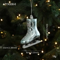 Blue glittery ice skate Christmas tree ornament with silver sparkles on a festive tree - Ice Skate Style