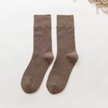 Calcetines de algodón marrón para mujer con textura acanalada para el otoño e invierno - Talla única / café