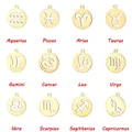 Golden stainless steel zodiac pendants with hollow constellation symbols in 12 styles - Hollow Symbol - Aquarius / Gold