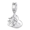 S925 sterling silver heart charm with bow knot and engraved letters for DIY bracelets - SCC2905 Heart Notebook Pendant
