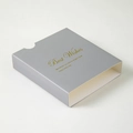 Custodia grigia rettangolare per portagioie con stampa dorata Best Wishes - Grigio Con Testo (copertina Separata); 11*11*2cm