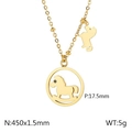 Collar dorado de acero inoxidable con colgante de caballo y dije de perrito - Dorado (KN197102-KFC)