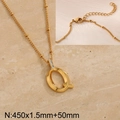 Sparkling gold-plated letter Q pendant necklace with diamond accents and adjustable chain - Gold Letter Q (KN286986-Z)