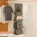 Grijze hangende handtas organizer met 8 vakken van vliesstof en PVC 35x117cm - 8 Vakken [Dubbelzijdig] / Grijs