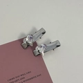 Close-up of pink heart rhinestone hair clips on card with gift message greeting - Silver/White Zirconia-Small Heart
