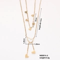 Detailed view of layered gold heart necklace with dimensions 35cm and 40+5cm length - Gold Double Layer White Heart Pendant