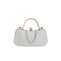 Silberne Glitzer-Abendtasche mit goldenem Metallgriff und Strass-Verschluss - Silber