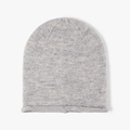 Fleece-lined thick heather gray knit beanie with a natural rolled edge finish - One Size / Light Gray