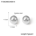 Orecchini a sfera in acciaio inossidabile argento lucido con design a semicerchio cavo - Color Acciaio