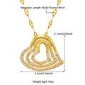 Three-layer hollow heart necklace in gold finish with sparkling cubic zirconia pavé - Gold Triple Layer Hollow Heart (N05905G)